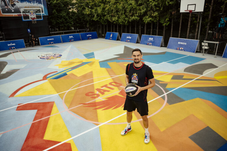Tomas Satoransky seen during a promo shoot for Red Bull Half Court National Finals in Prague, Czech Republic on August 13, 2022.